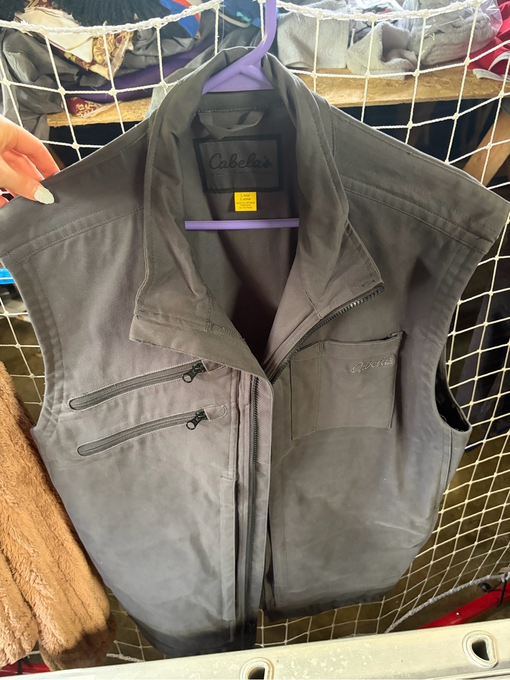 Cabela's Men's Dark Gray Utility Vest with Zip Pockets